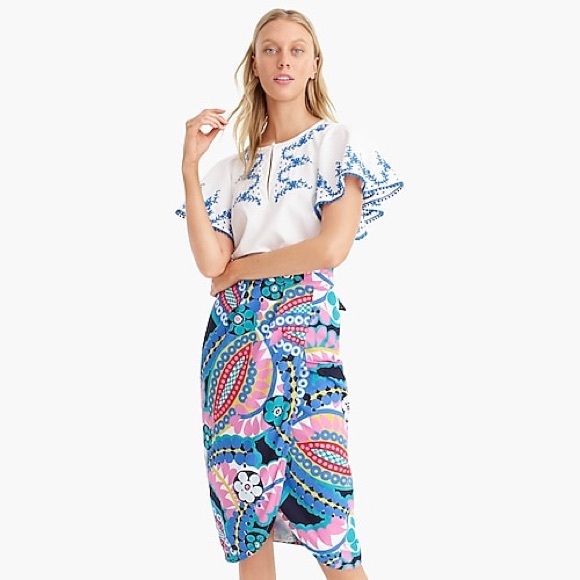 J. Crew Dresses & Skirts - J Crew Tie-back tulip skirt kaleidoscope floral